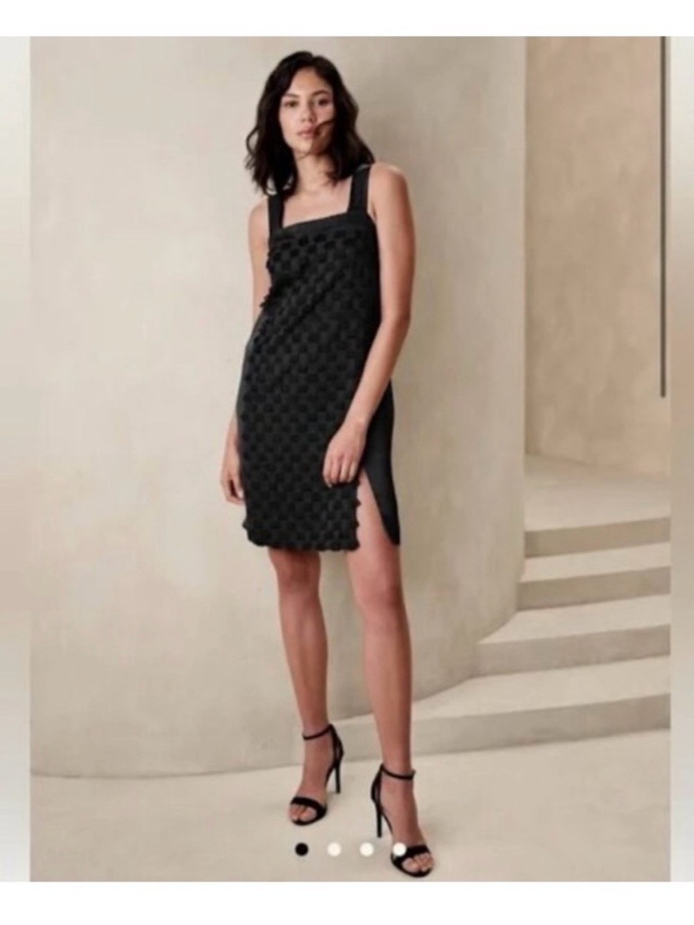 Banana Republic Black Square-Neck Midi Dress with Side Slit NEW WITH TAGS